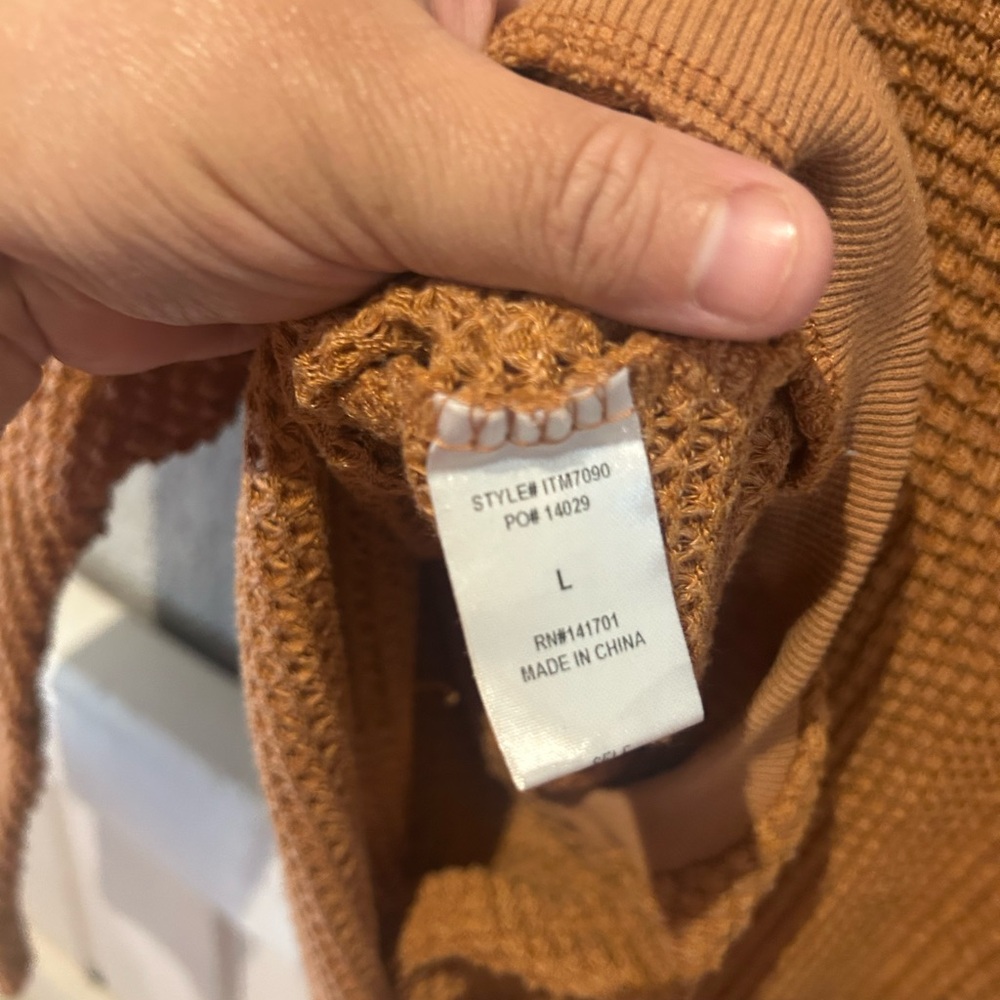 143 Story Orange Waffle Knit Top - Picture 9 of 10